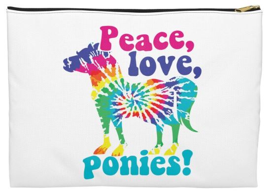 Peace Love Ponies Tie Dye Pony Horse Zipper Pouch