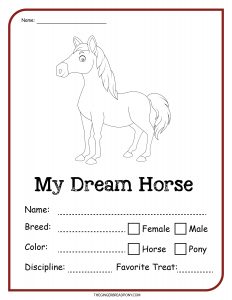 dream horse worksheet