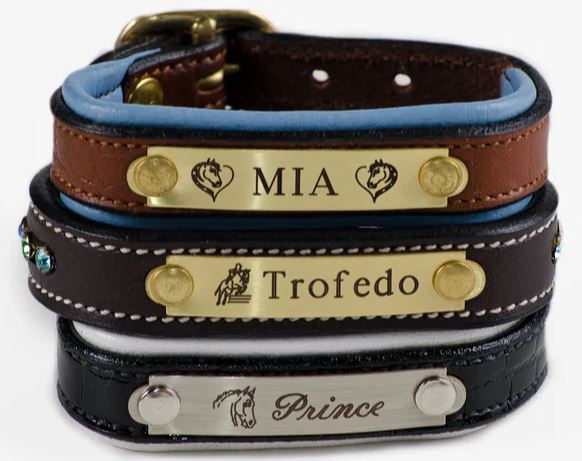Padded Leather Bracelet with Personalized Nameplate from TackRoomStudio