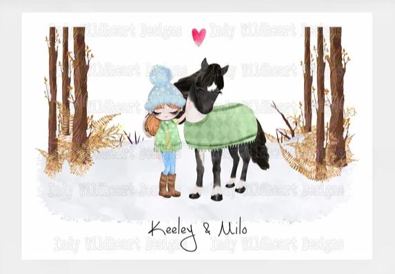 Personalized Horse and Rider Digital Print from IndyWildheart