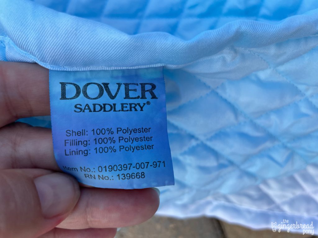 Dover Saddlery saddle pad tag