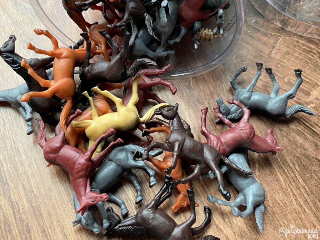 Tub of Mini Toy Horses