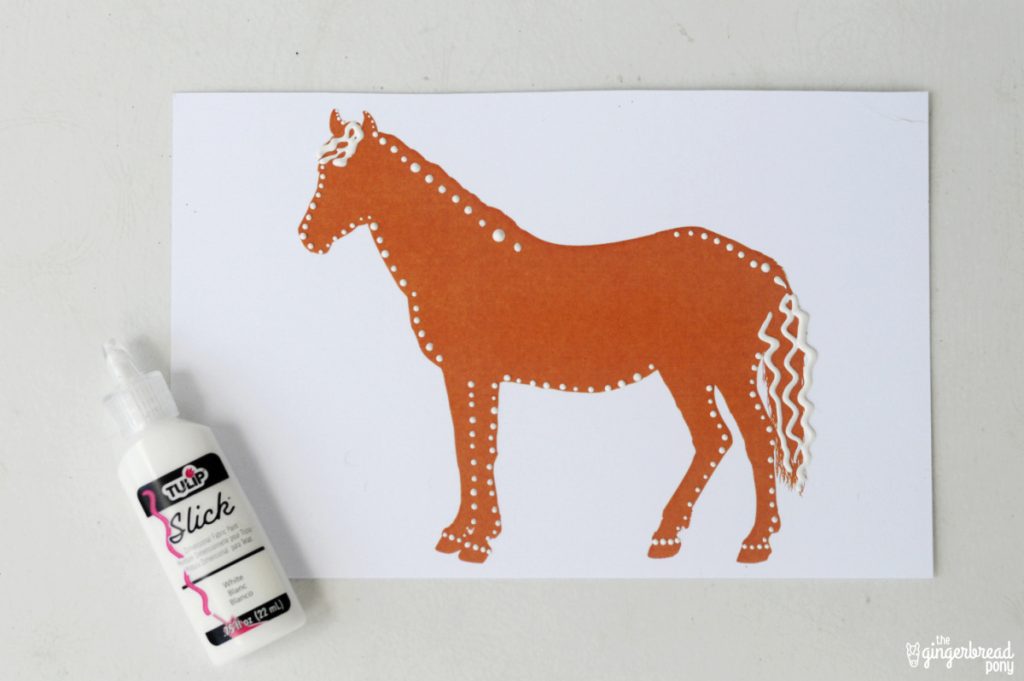 Gingerbread Horse Craft White puffy paint