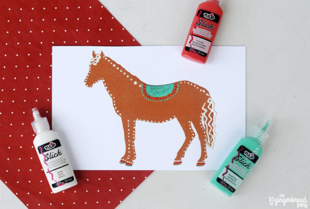 Gingerbread Horse Craft puffy paints finish