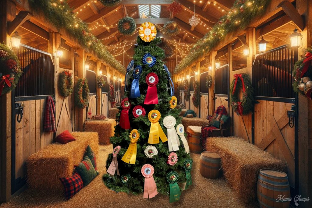 Christmas Horse Barn with Tree
