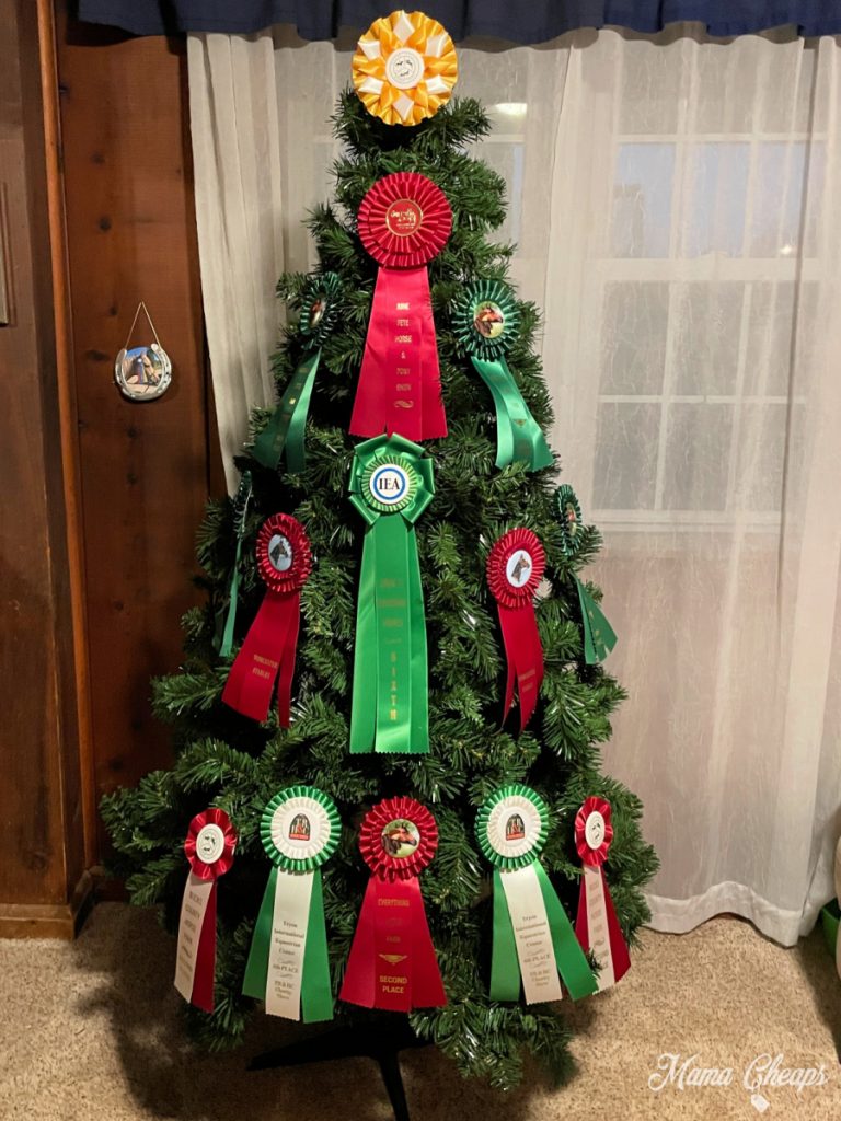 Green Red Horse Show Ribbon Christmas Tree