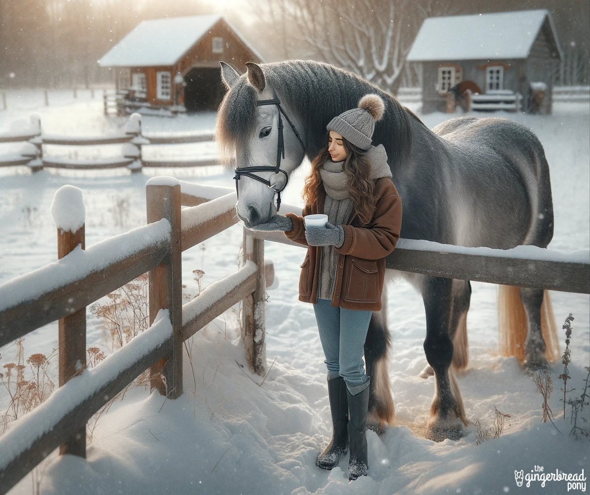 Winter-scene-woman-and-horse