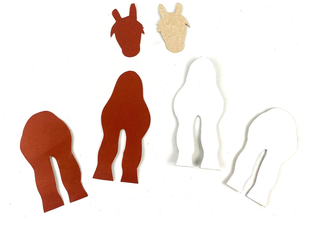 Horse template pieces cut out